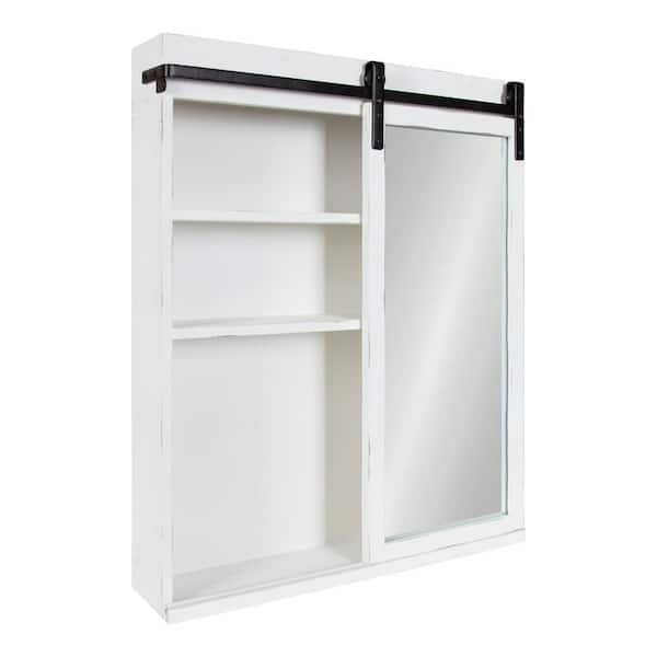 Kate and Laurel Wexton 5 in. x 22 in. x 28 in. White MDF Floating Decorative Cubby Wall Shelf With Brackets