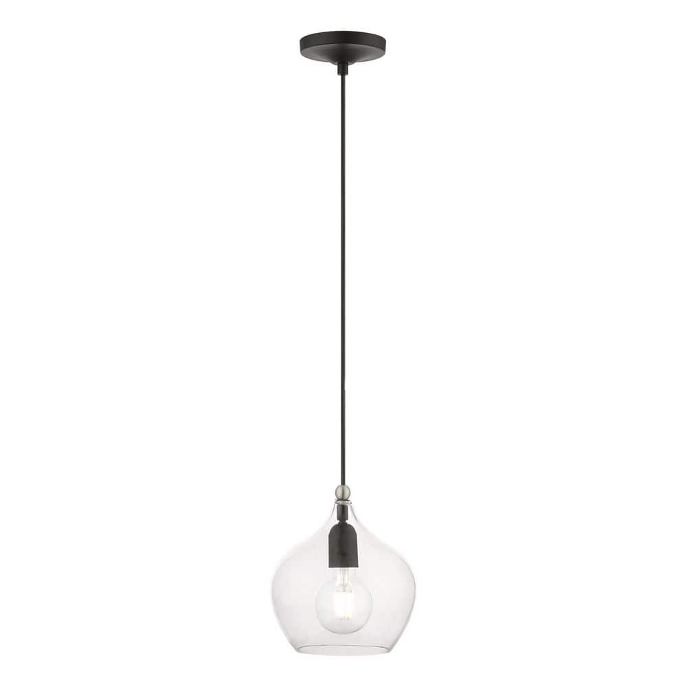 Westview 1-Light Black Mini Pendant with Brushed Nickel Accent and Clear Glass price history on PriceWatchPro