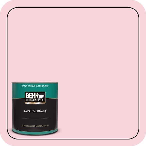BEHR PREMIUM PLUS 1 qt. #110C-1 Petal Bloom Semi-Gloss Enamel Exterior Paint & Primer