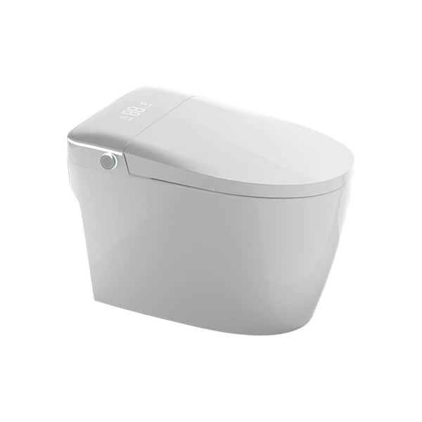 Elongated Smart Bidet Toilet 1.32 GPF in White with Heat Seat, Remote Control, LED Display