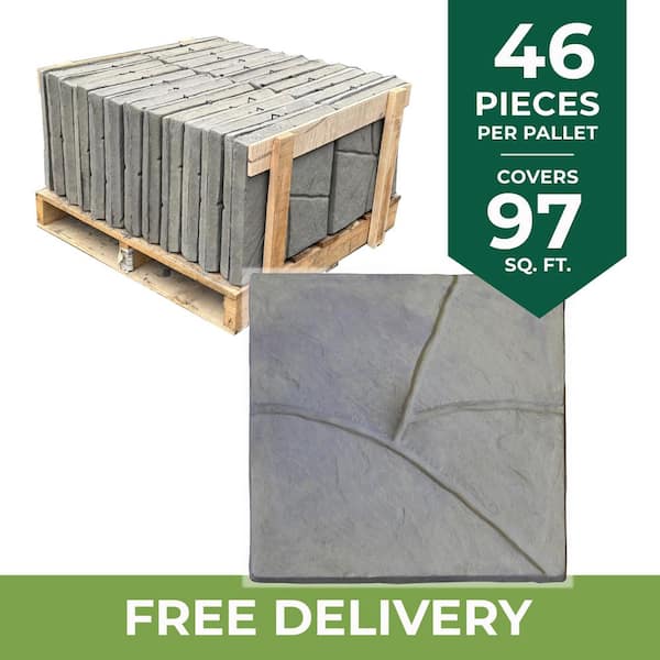 17.5 in. x 17.5 in. Stone Design Square Gray Variegated Concrete Paver (46-Pieces/97 sq. ft./Pallet)