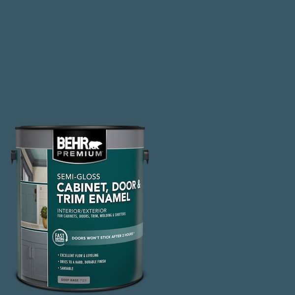 BEHR PREMIUM 1 gal. #S460-7 Deep Breath Semi-Gloss Enamel Interior/Exterior Cabinet, Door & Trim Paint