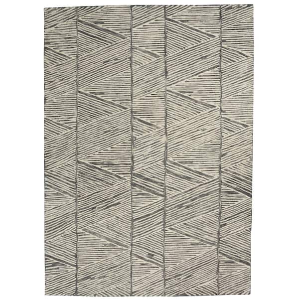 Nourison Vail Grey/White 5 ft. x 7 ft. Contemporary Area Rug