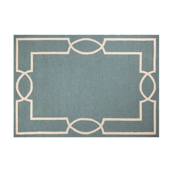Gray, Ivory 8 ft. x 11 ft. Hooked Polypropylene Rectangle Indoor/Outdoor Area Rug