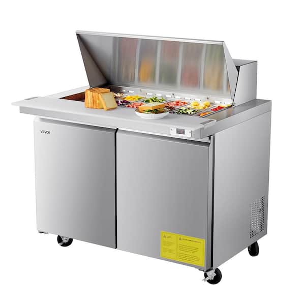 48 in. Commercial Refrigerator Sandwich Prep Table 12.5 cu.ft Stainless Steel Refrigerated Food Prep Station in Silver