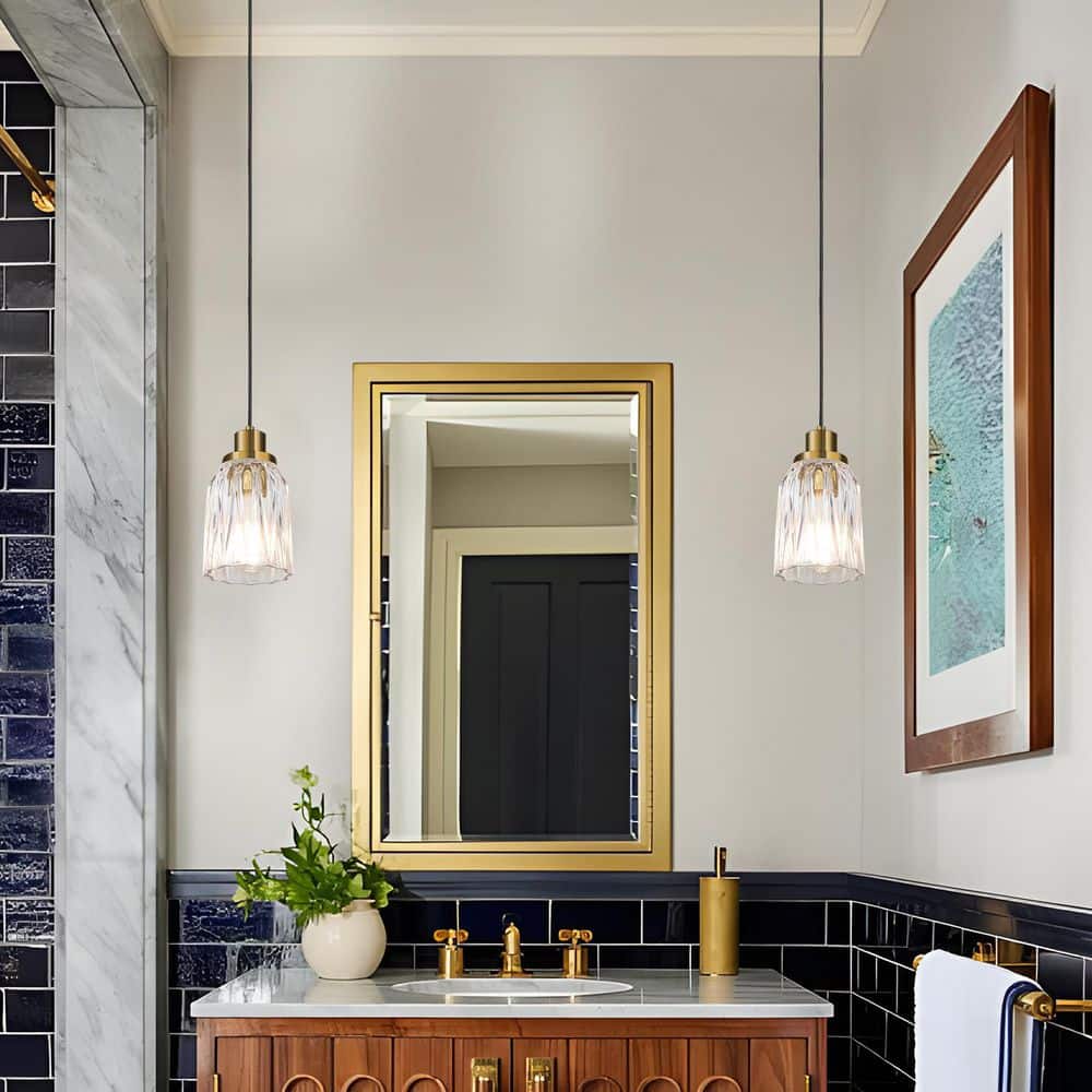 4.72 in. 1-Light Glass Gold Modern Pendant Light (set of 2) for Living Room Hallway Bathroom price history on PriceWatchPro