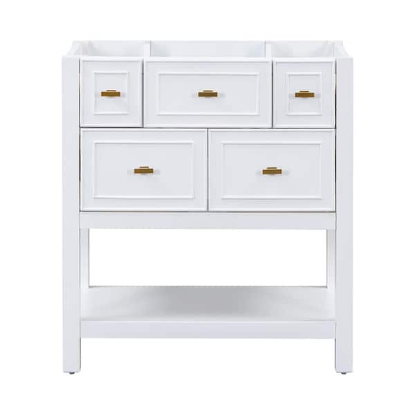 29.56 in. W x 17.79 in. D x 33 in. H Freestanding Single Bath Vanity Cabinet without Top with 5 Drawers in White