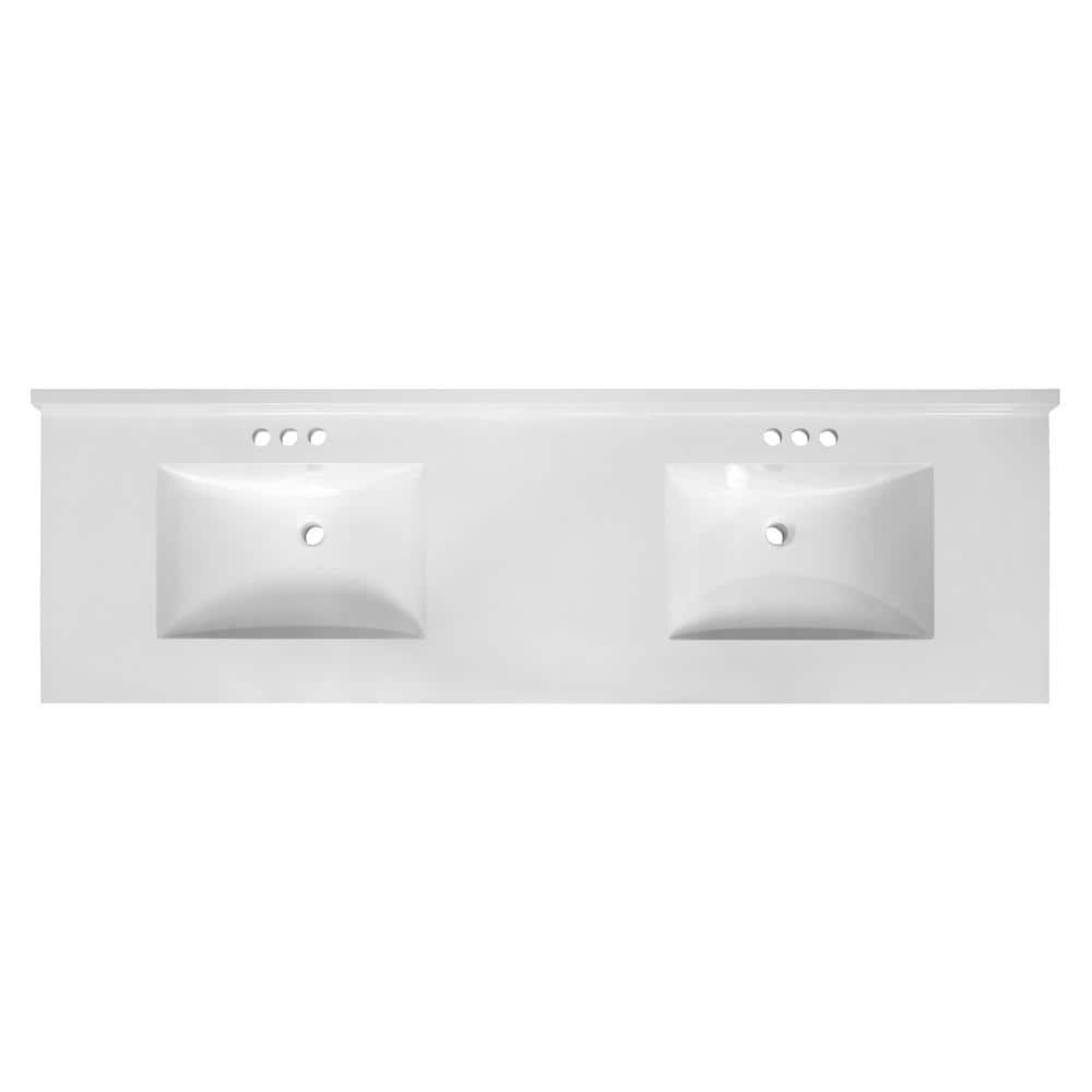 Camilla 73-Inch Solid White Cultured Marble Double Vanity Top