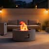 eVita 30 in. Round Propane Fire Pit Table 50,000 BTU Gray Outdoor Fire Table with Lid, Rocks and Cover-Backyard Fire Pit FT061