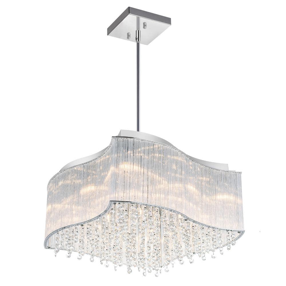 Elsa Chrome Mini Drum Shade Chandelier with Crystal Beads