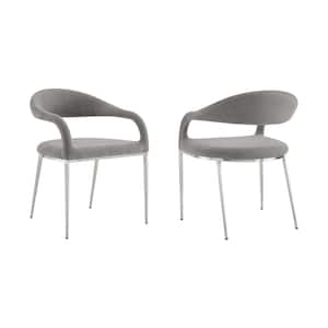 Morgan Light Gray and Brushed Stainless Steel Fabric Dining Chair Set of 2