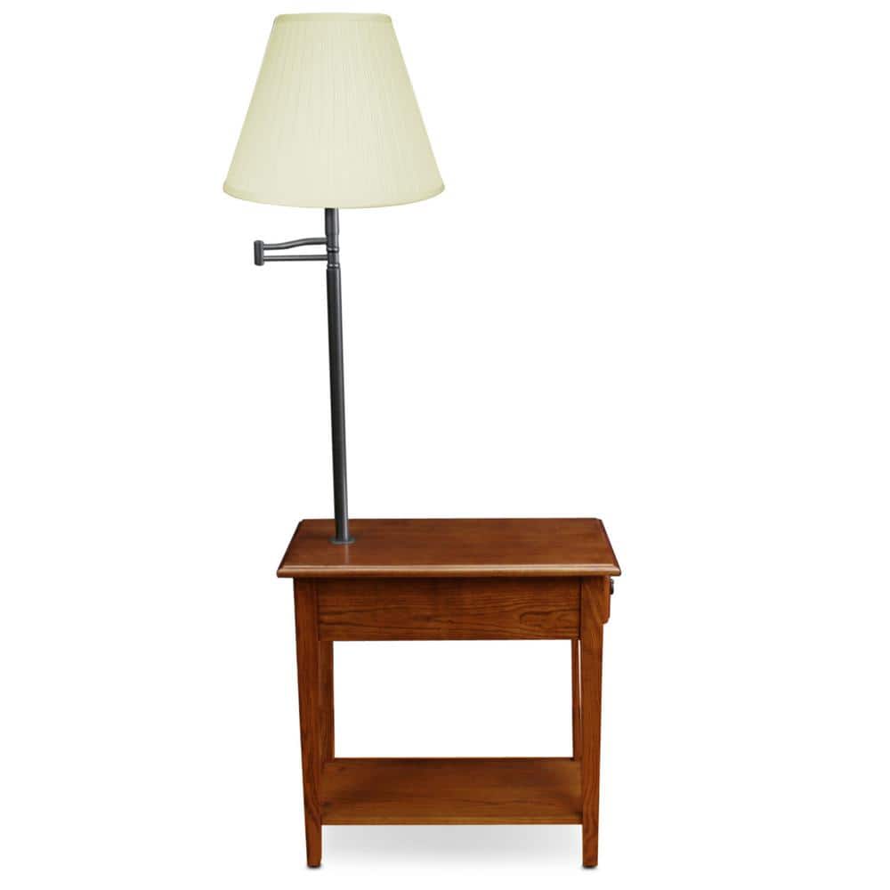 Medium Oak Rectangular Lamp Table with Storage Drawer