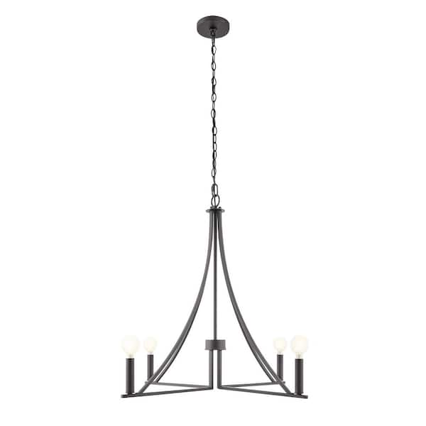 Meridian 30 in. W x 27 in. H 4-Light Matte Contemporary Black Chandelier