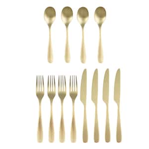 Eliana 12-Piece Champagne Gold 18/0 Stainless Steel Flatware Set (Service for 4)