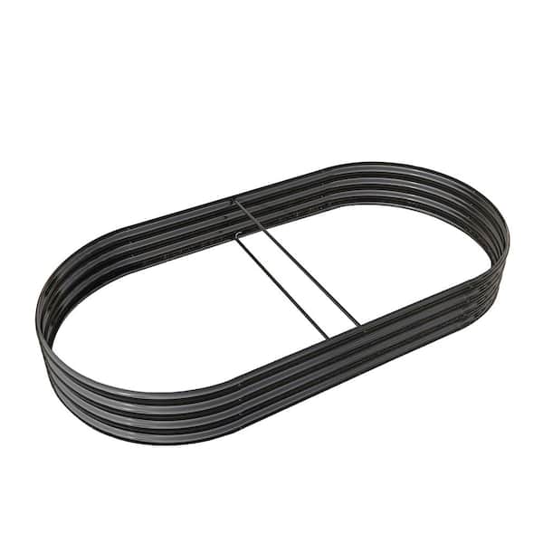 Tenleaf 88.98 in. x 44.68 in. x 11.4 in. Oval Black Metal Raised Garden Bed, Outdoor Garden Raised Planter Box
