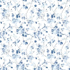 Glinda Navy Floral Trail Wallpaper Sample