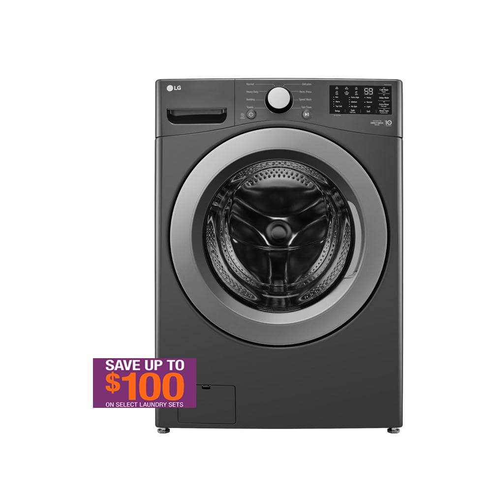 LG 5.0 cu. ft. Stackable Front Load Washer in Middle Black with 6 Motion Cleaning Technology