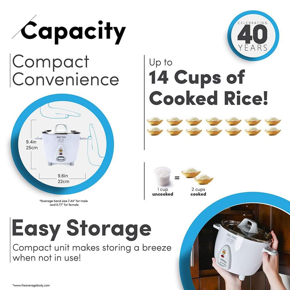 14-Cup White Stainless Steel Electric Rice Cooker with Steamer
