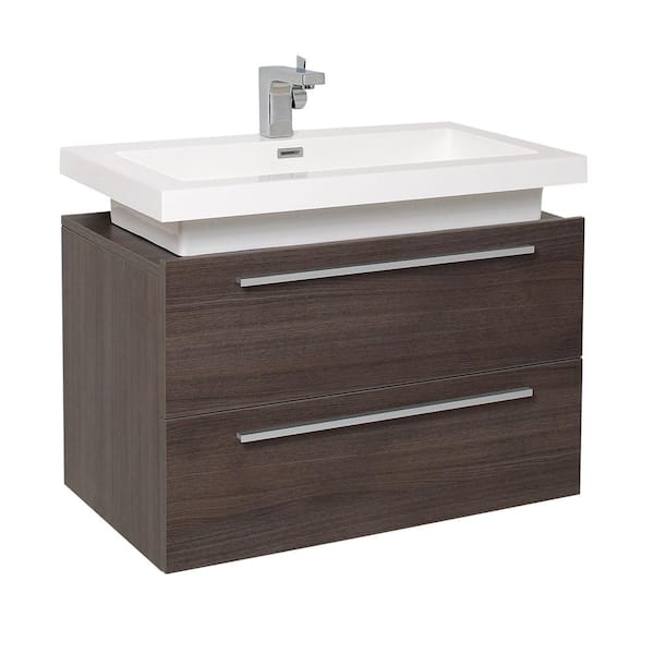 Fresca Medio 32 in. Bath Vanity in Gray Oak with Acrylic Vanity Top in White with White Basin