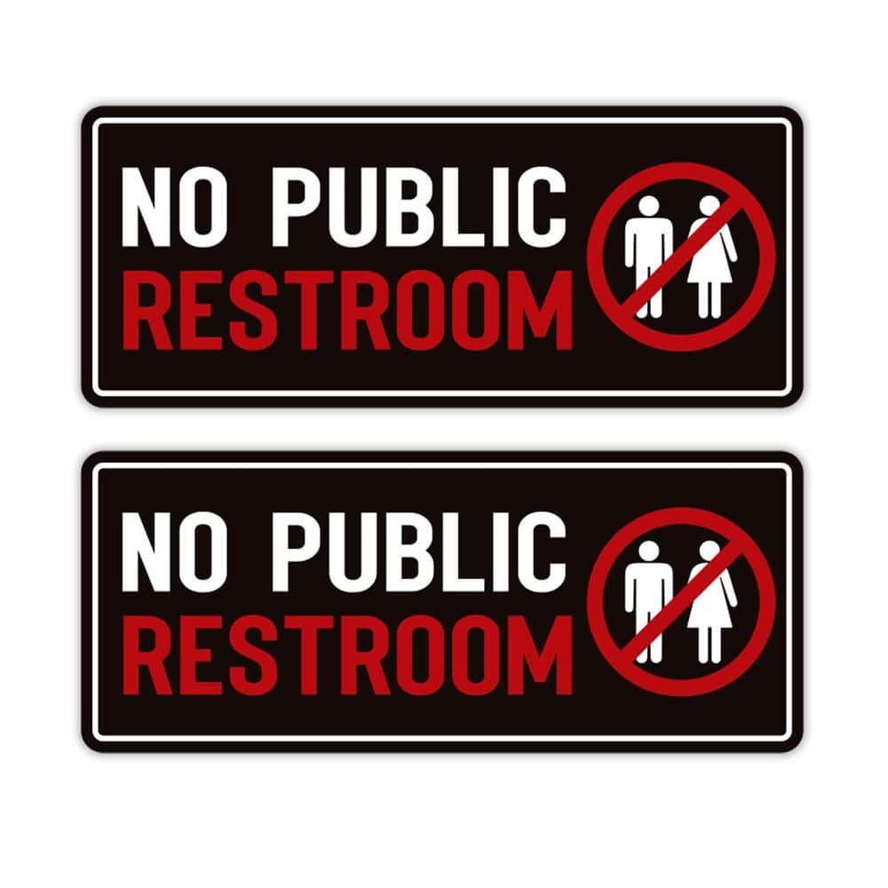 2 Pack Black Red Frosted Vinyl Self Adhesive No Public Restroom Sign Sticker for Business Office Home Door price history on PriceWatchPro