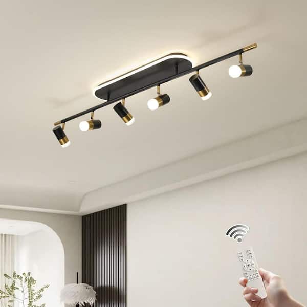 Black Dimmable Integrated LED Adjustable Fixed Track Gimbal Head for Bedroom or Living Room