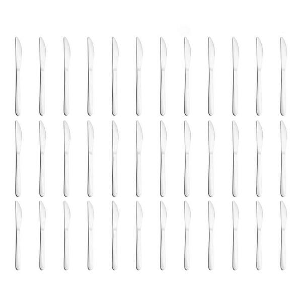 Mirror Polished 36-Piece Round Handle Stainless Steel Dinner Knife Set, Food Grade Stainless Steel Table Knife in Silver