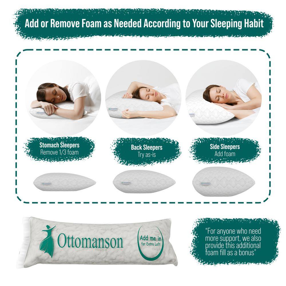 Ottomanson Queen Memory Foam Pillow with Microfiber Cover