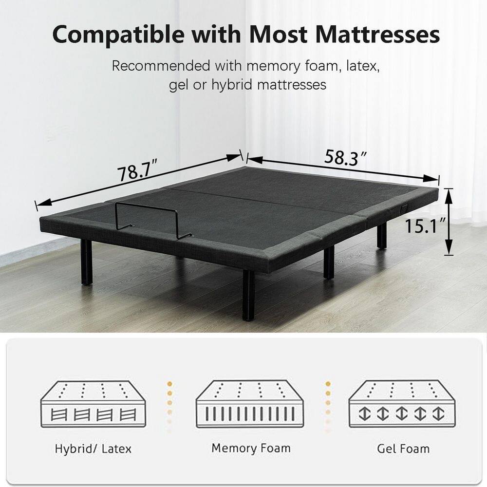 Black Queen Adjustable Bed Frame with Wireless Remote Control with USB Port - thumbnail 9