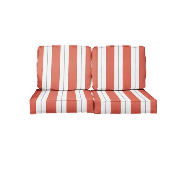 SORRA HOME 27 in. x 29 in. Sunbrella Relate Persimmon Deep Seating Indoor/Outdoor Loveseat Cushion