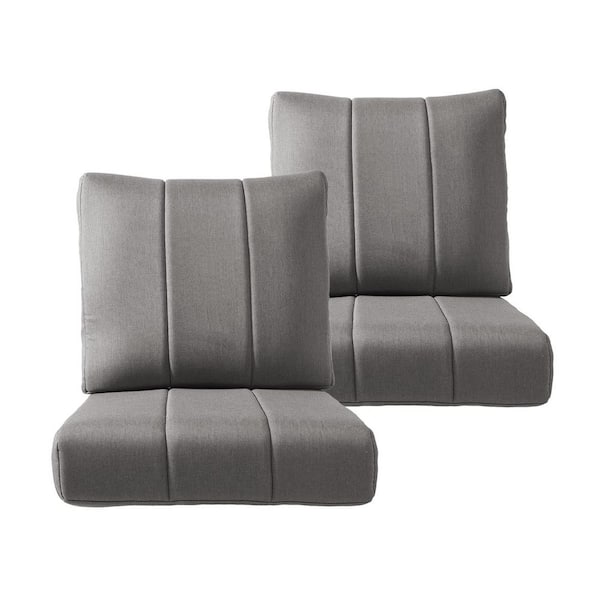 24 in. x 17 in. 4-Piece Replacement Outdoor Lounge Chair, Sectional, Couch Cushion in Gray