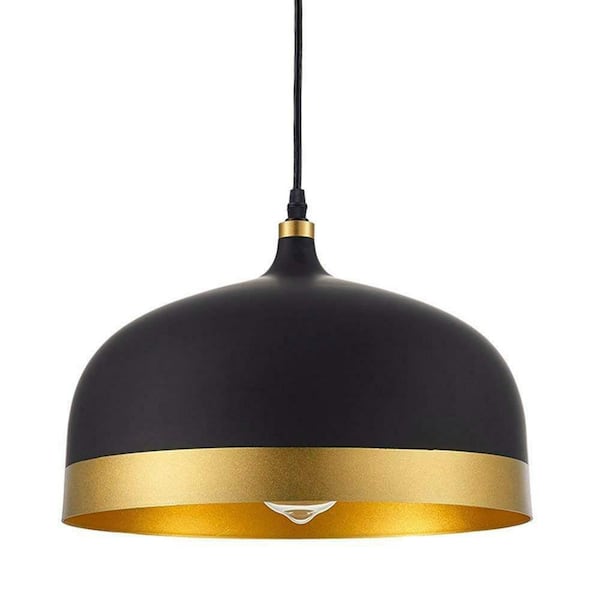 HOMLUX 1-Light Black and Gold Magic Bean Pendant Light with Glass Shade