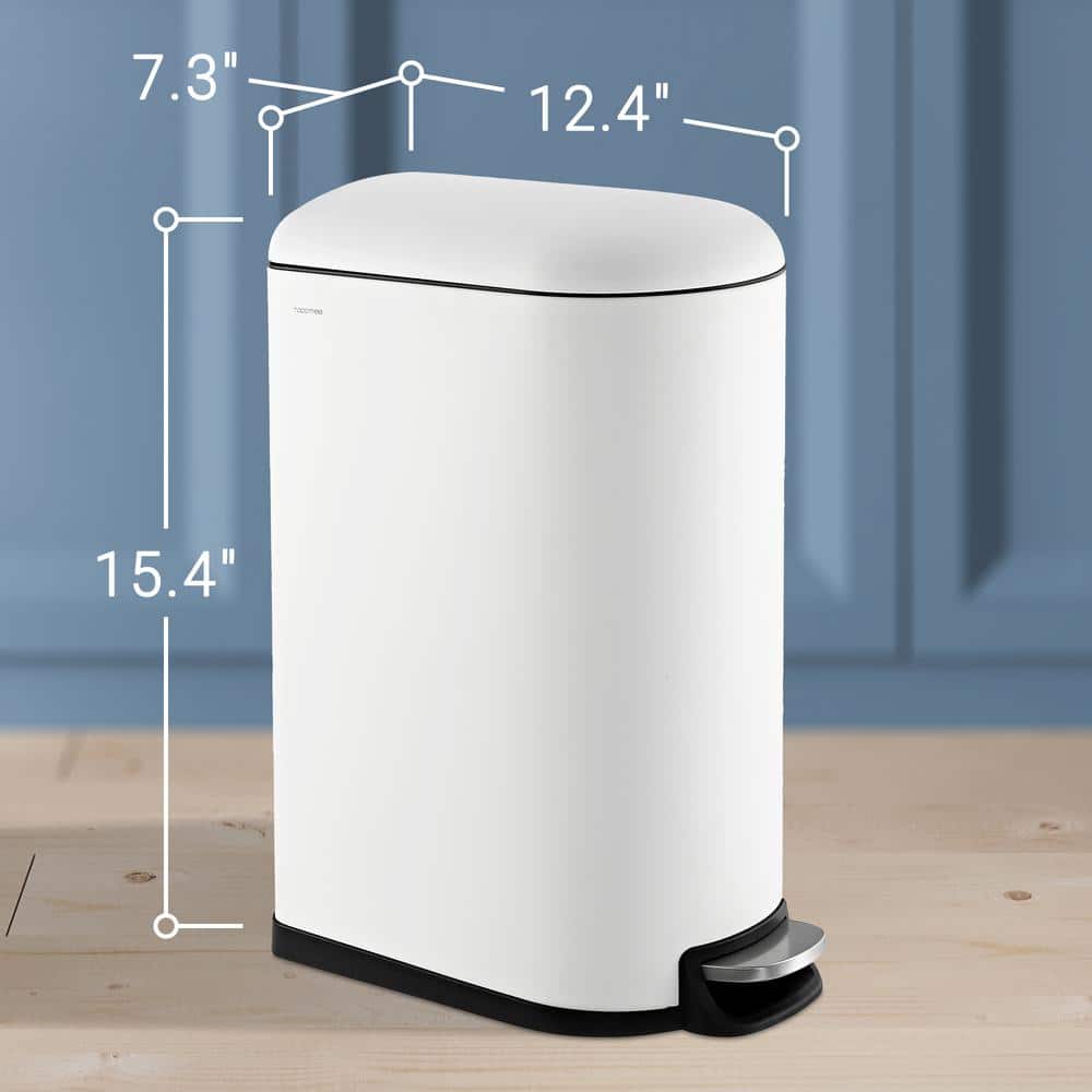 White Stainless Steel Fingerprint Resistant Step Trash Can