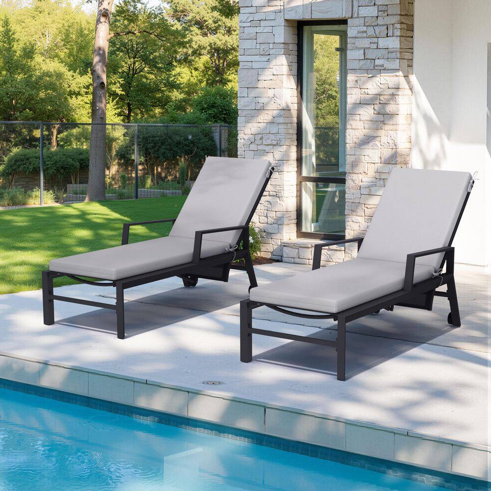 72 in. x 21 in. Light Gray Outdoor Chaise Lounge Cushions for Patio Furniture with Adjustable Ties (Set of 2) price history on PriceWatchPro