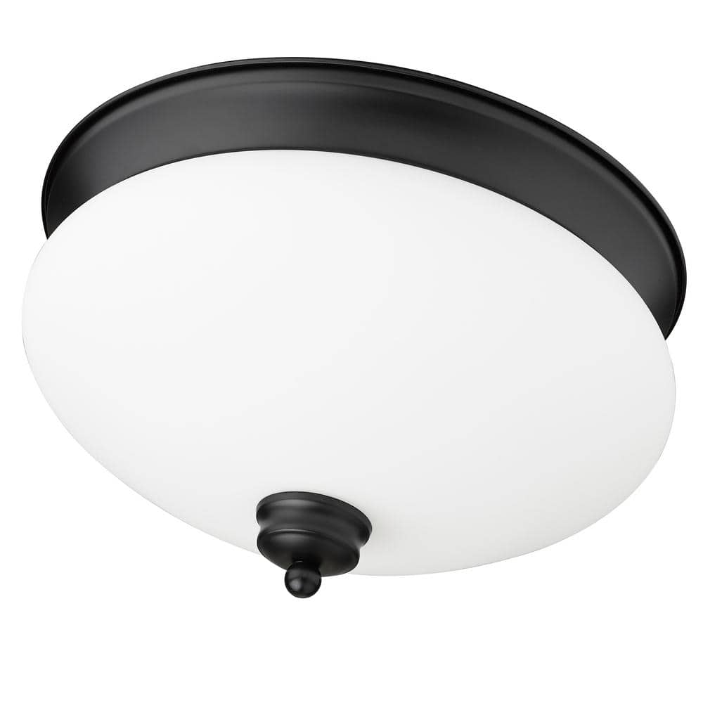 Matte Black Opal Glass 13" LED Bowl Flush Mount Light