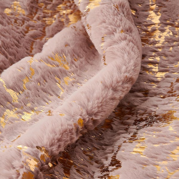 Pink 50 in. x 60 in. Lightweight Faux Fur Chinchilla Throw