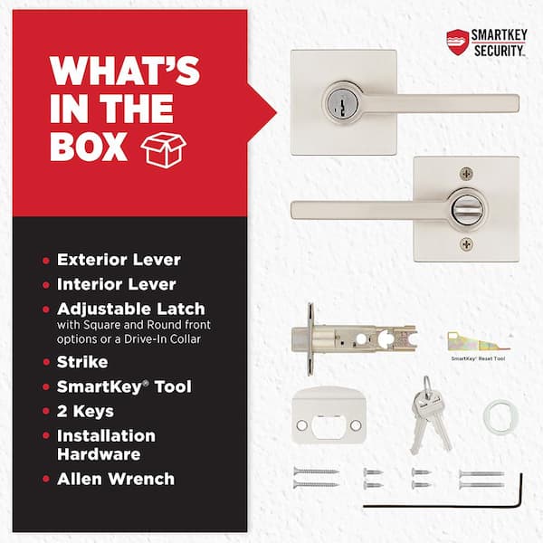 Kwikset Halifax Square Satin Nickel Keyed Entry Door Handle Handle
