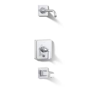 Pinstripe Lever 1-Handle Wall-Mount Trim Kit in Polished Chrome with Push Button Diverter (Valve not Included)