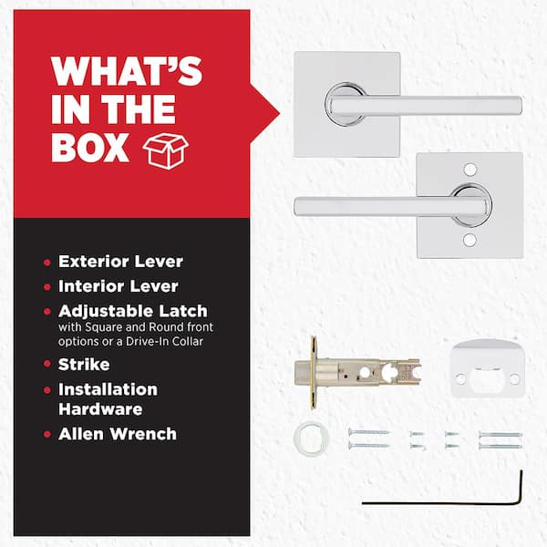 Kwikset Halifax Square Polished Chrome Passage Hall/Closet Door