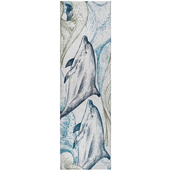 Dream Shag Premium Machine Washable Abstract ADS155 Ivory 2 ft. x 7 ft. Runner Rug