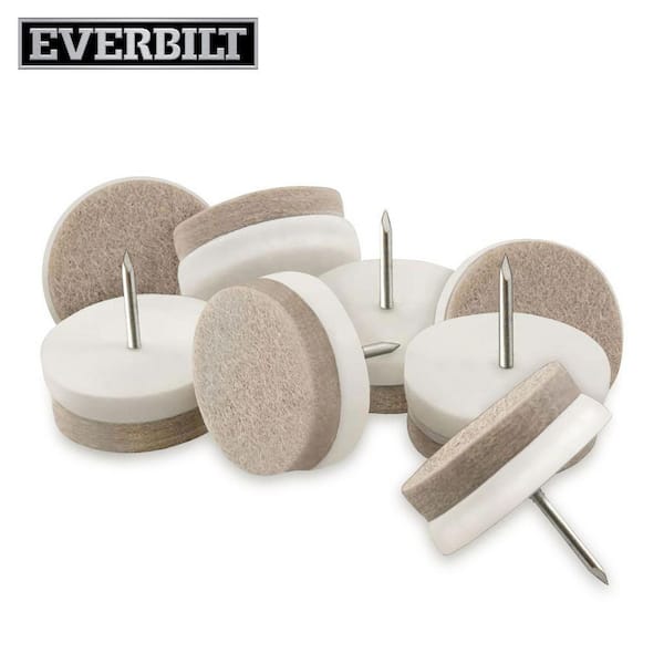 1 in. Beige Round Felt Nail-On Furniture Glides for Floor Protection (8-Pack)