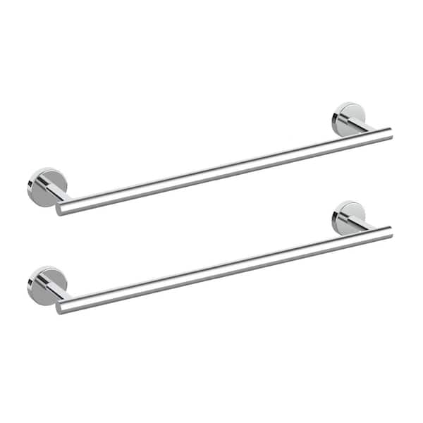 24 in. Wall Mount Polished Chrome Towel Bar SUS304 Stainless Steel with Hidden Mounting Screws, 2-Pack