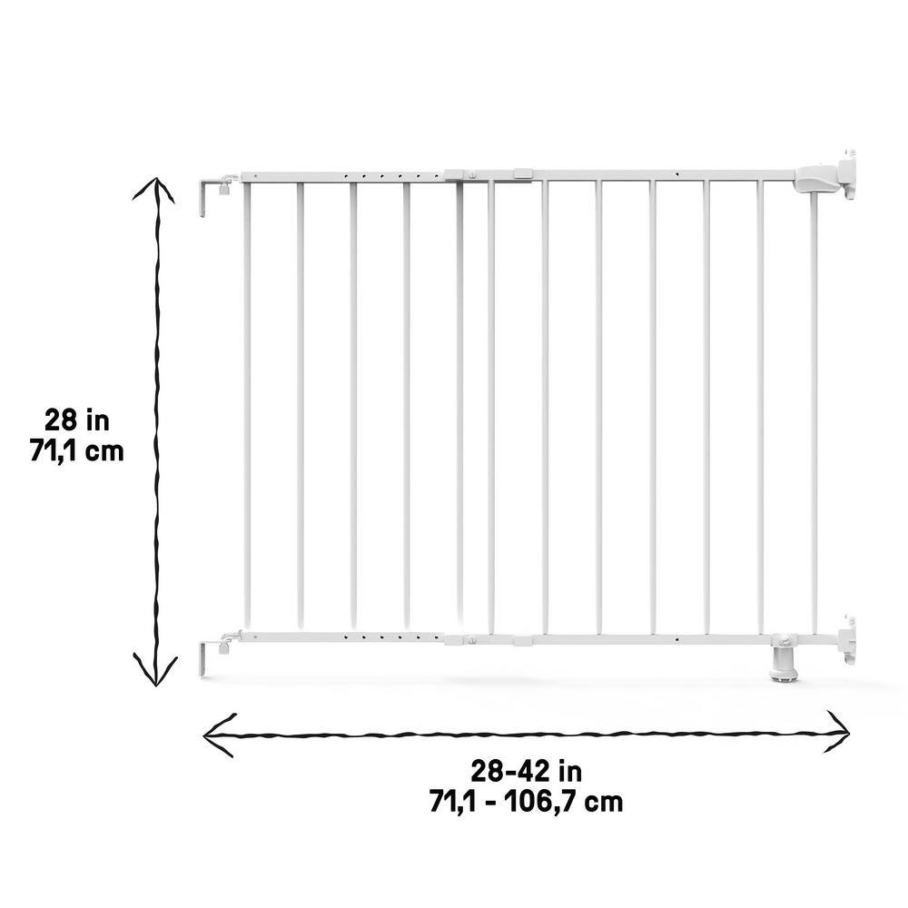 White Metal Swinging Stairway Baby Gate, 28-42 Inches