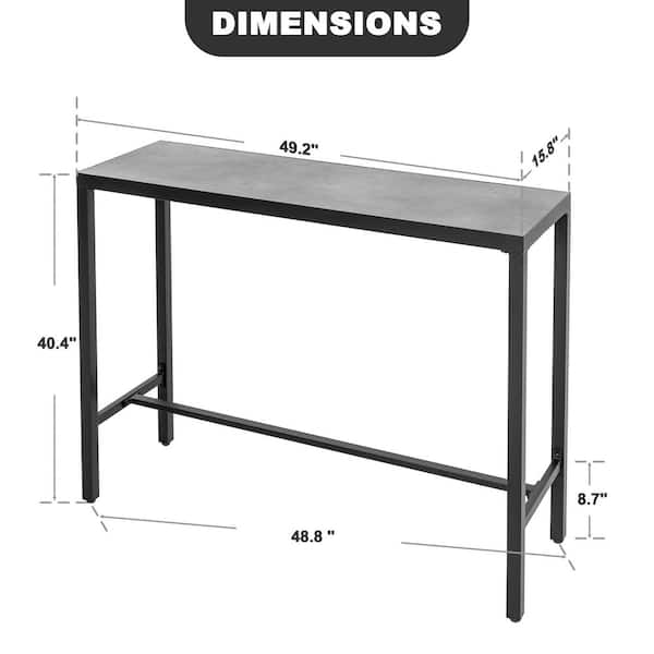 Black Iron Rectangular Bar Table with 3D-Print Tempered Glass Tabletop