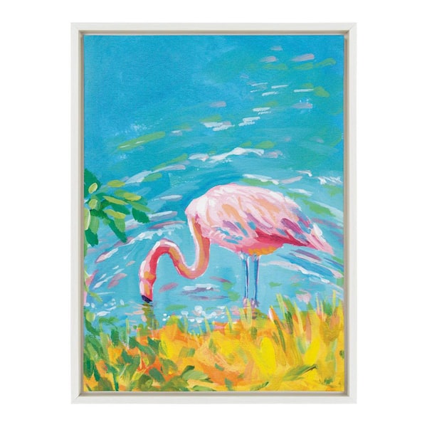 Kate and Laurel Sylvie Summer Sip 1-Piece White Framed Canvas Art Print, 24.00 in. x 18.00 in.