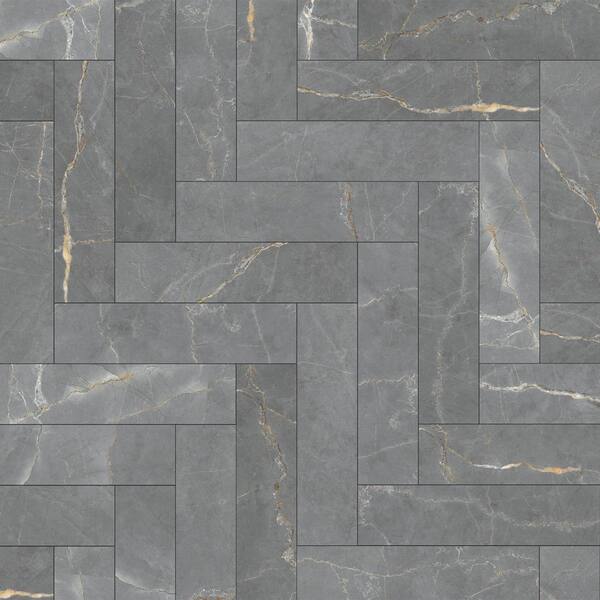 MOLOVO Elegance Dark Gray Subway 3.15 in. x 12.99 in. Matte Porcelain Marble look Floor and Wall Tile (9.04 sq. ft./Case)