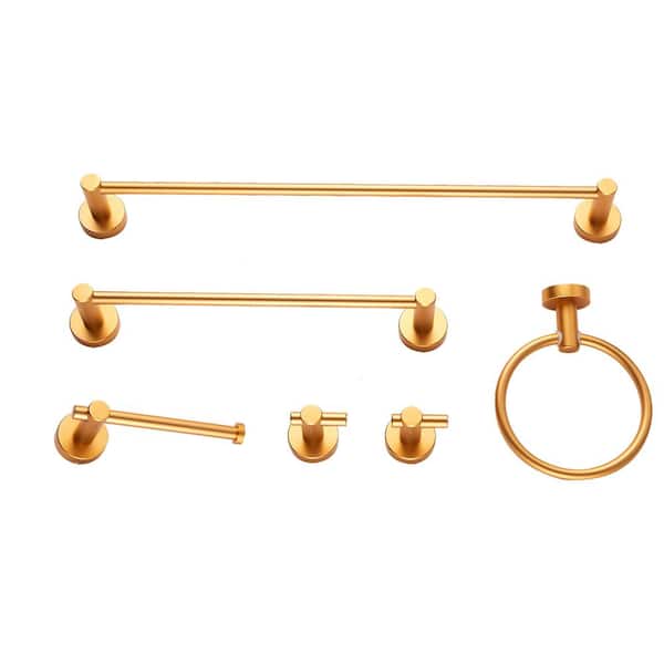 cadeninc 6-Piece Bath Hardware Set with Towel Ring Toilet Paper Holder Towel Hook and Towel Bar in Gold