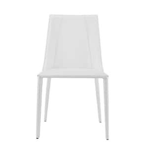 Amelia White Faux Leather Cushioned Parsons Chair