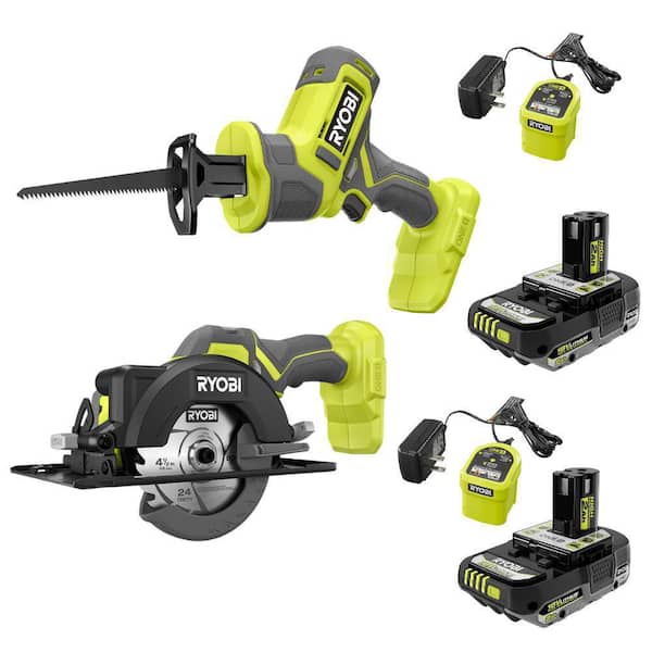 ONE+ 18V Cordless 2-Tool Combo Kit w/ 4-1/2 in. Circular Saw, One-Handed Reciprocating Saw, (2) Batteries & (2) Chargers
