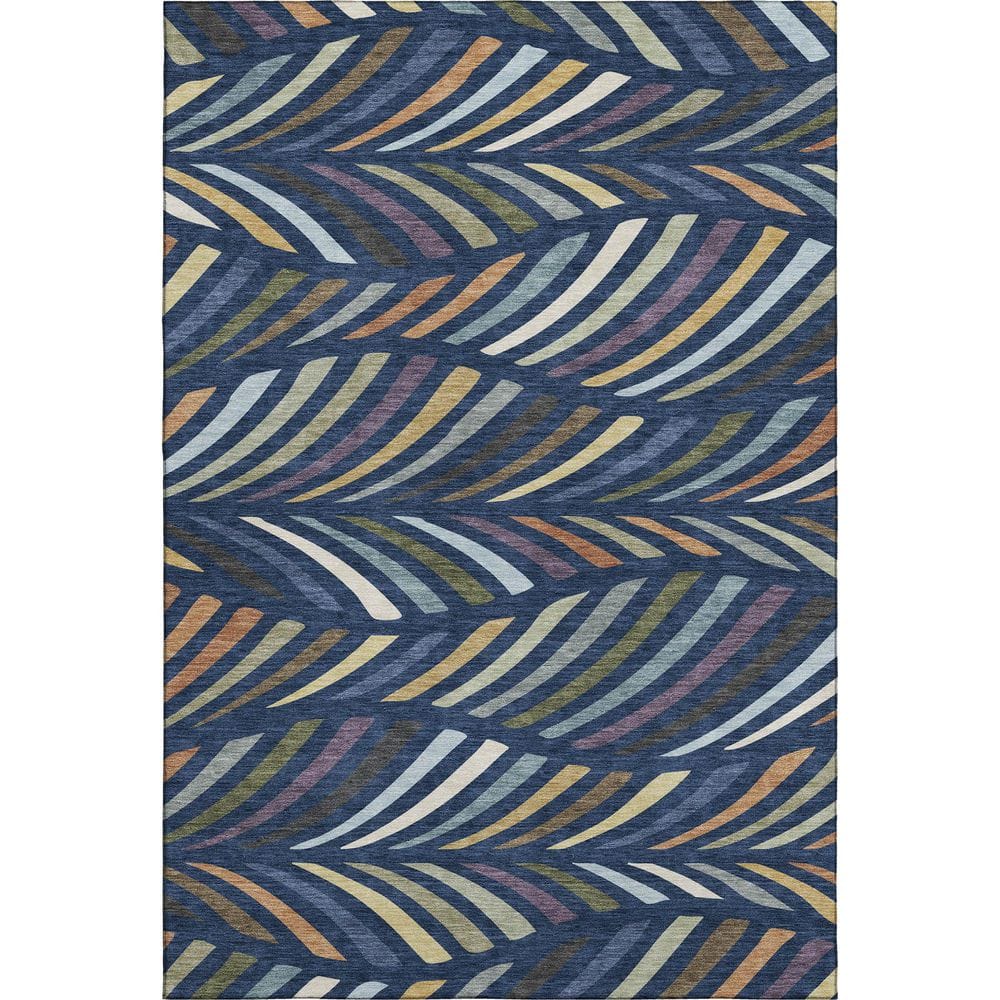 Mayfield Premium Machine Washable Abstract AMF2475 Navy 3 ft. x 5 ft. Area Rug price history on PriceWatchPro