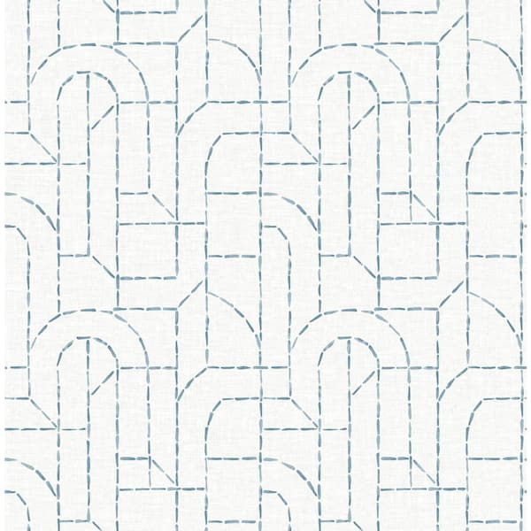 A-Street Prints Integrity Blue Arched Outlines Wallpaper Sample